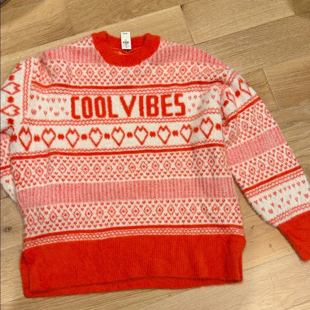Aerie NWT cool vibes Red and White sweater‎ small